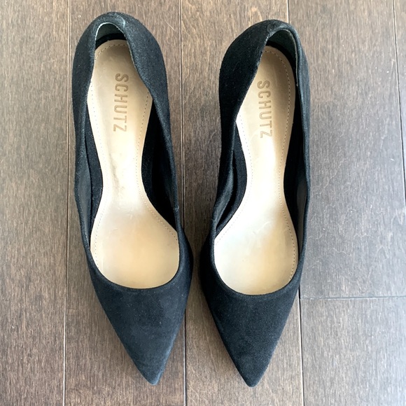SCHUTZ Black Suede Analira Pointed Toe Pump Heels 9.5US - Picture 5 of 10
